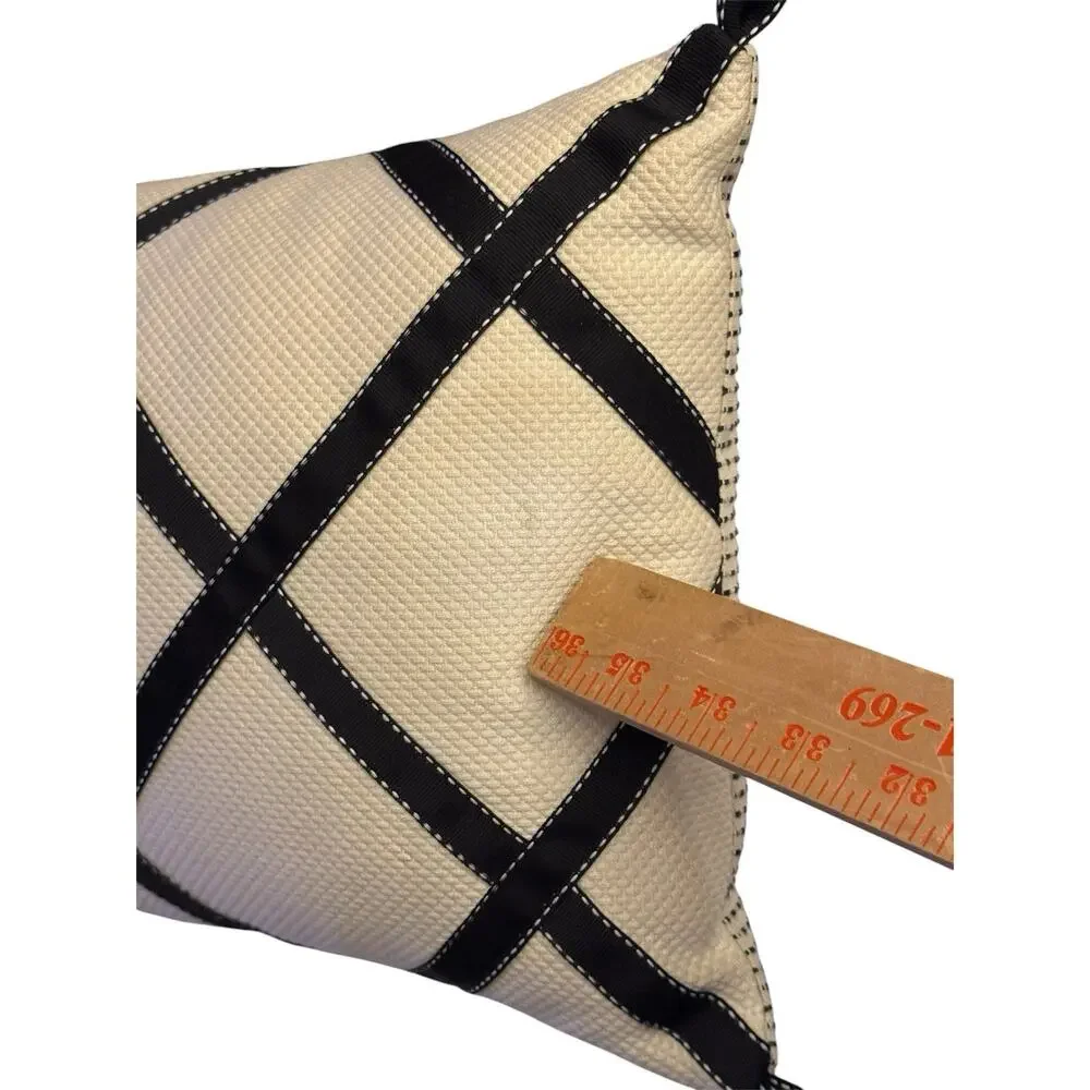 Eastern Accents Throw Pillows Ivory w Black Ribbon Rectangular $270 Made USA